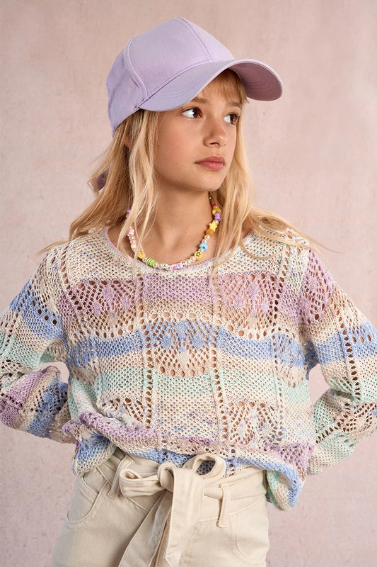 OPENWORK TIE-DYE SWEATER