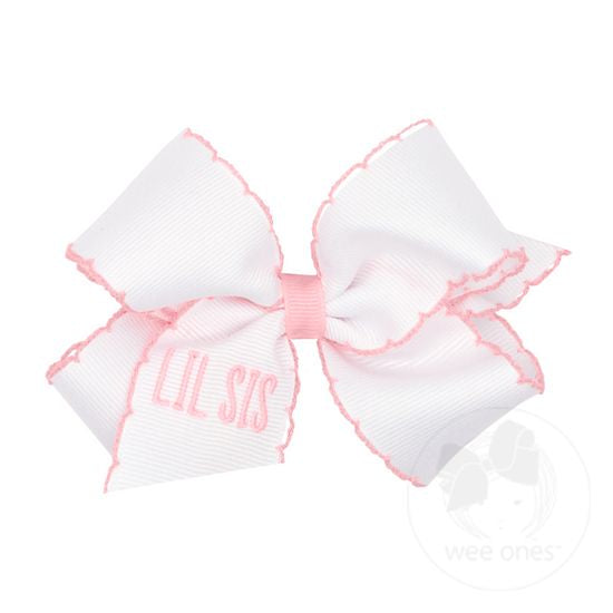 MEDIUM PINK LIL SIS MOONSTITCH GROSGRAIN BOW