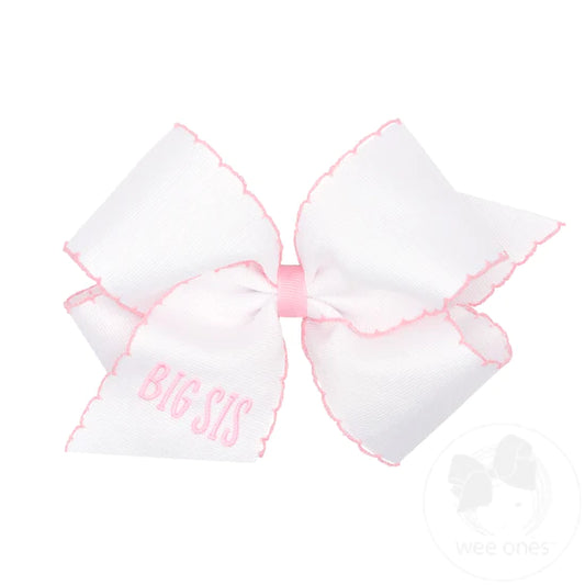 KING GROSGRAIN BIG SIS BOW W/ PINK MOONSTICTCH EDGE