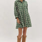 PLAID MINI DRESS - HUNTER GREEN