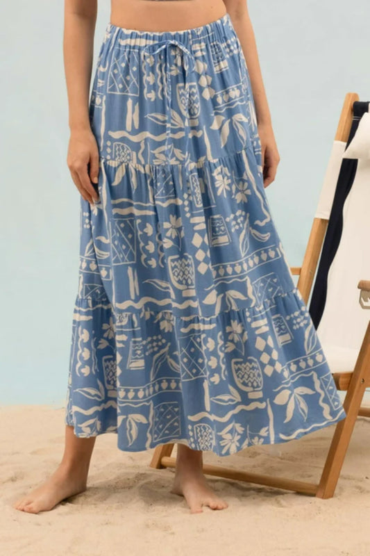 WOVEN MAXI SKIRT - BLUE