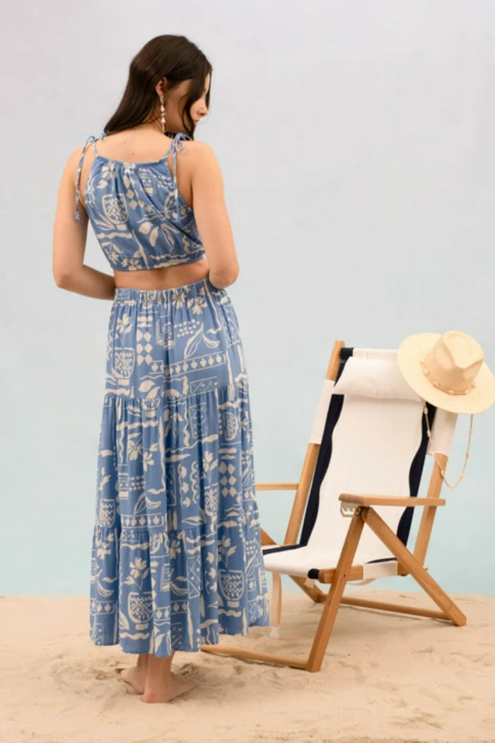 TIE STRAP CROP TOP - BLUE