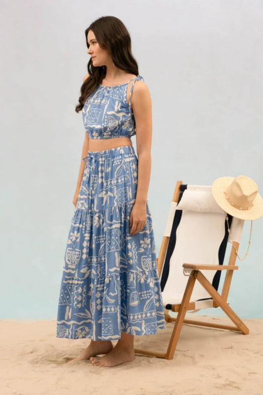 TIE STRAP CROP TOP - BLUE