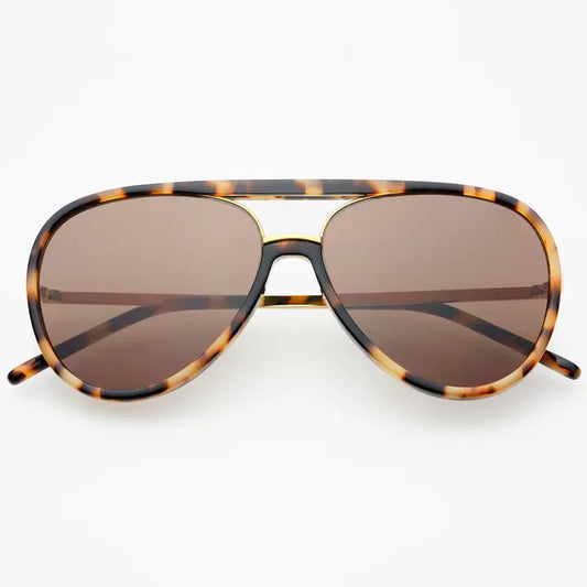 SHAY UNISEX AVIATOR SUNGLASSES - MILKY TORTOISE BROWN
