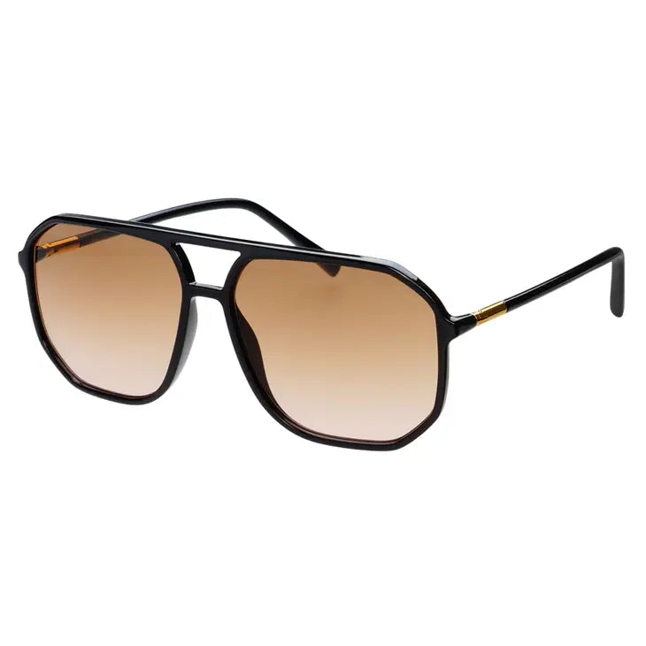 BILLIE AVIATOR SUNGLASSES - BLACK/BROWN