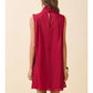 SLEEVELESS MOCK NECK LAYERED RUFFLE ACCENTS DRESS - RED