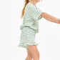STRIPE CROP TOP AND RUFFLE SHORT SET - MINT