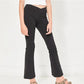 CROSSOVER WAIST RIBBED FLARE PANTS - BLACK