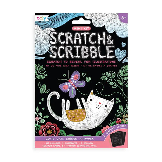 MINI SCRATCH AND SCRIBBLE ART KIT - CUTIE CATS