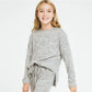 SIDE SLIT 2TONE BRUSH KNIT SWEATER - HEATHER GREY