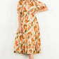 SMOCKED WAIST PRINT MAXI DRESS - ORANGE