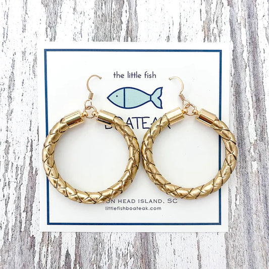 GOLD LEATHER HOOPS - LARGE