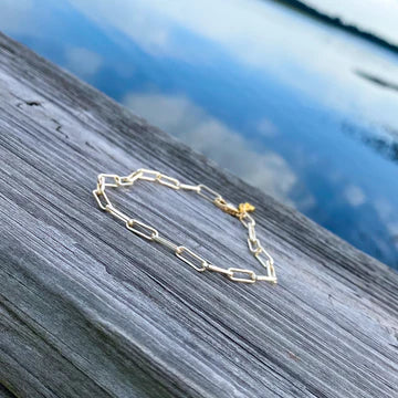 THIN PAPERCLIP CHAIN BRACELET - GOLD