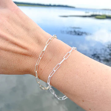 THIN PAPERCLIP CHAIN BRACELET - SILVER