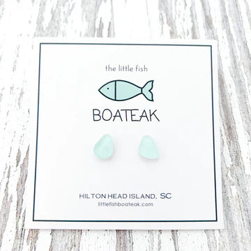 SEA GLASS STUDS - AQUA