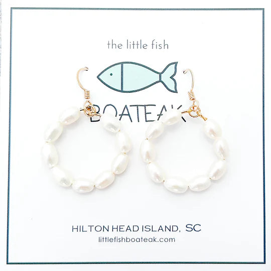 CHARLESTON PEARL SMALL HOOPS - GOLD