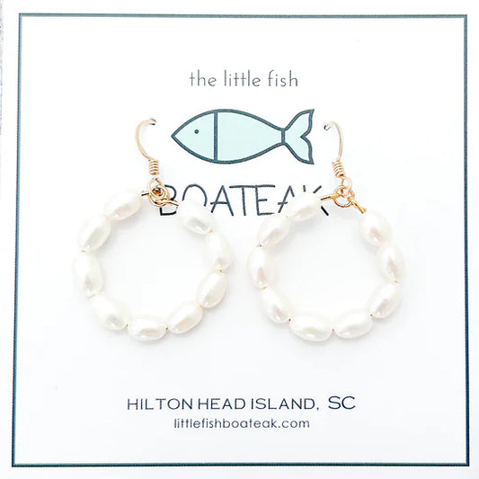 CHARLESTON PEARL SMALL HOOPS - GOLD