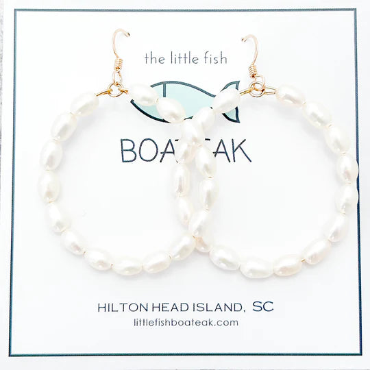 CHARLESTON PEARL LARGE HOOPS - GOLD