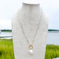 SLIDER STYLE PAPERCLIP NECKLACE W/ PEARL CHARM - GOLD