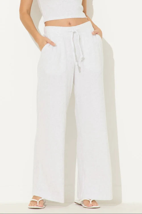 ASH GREY RIBBED HACCI WIDE LEG PANTS - GREY