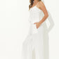 TEXTURED WIDE LEG PANT W/ POCKETS - WHITE