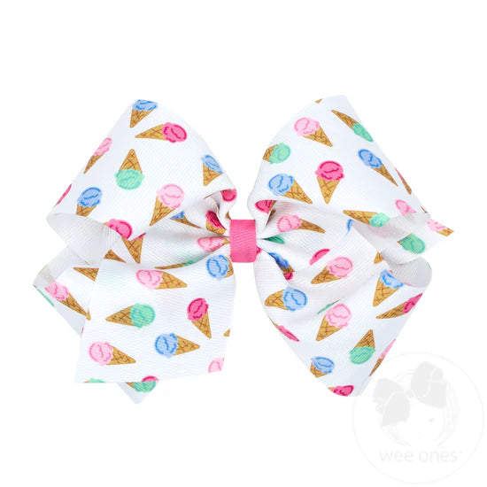KING BEACH THEMED ICE CREAM PRINT GROSGRAIN HAIR BOW