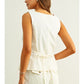 SQUARE NECK SLEEVELESS VEST WITH BUTTON FRONT - WHITE