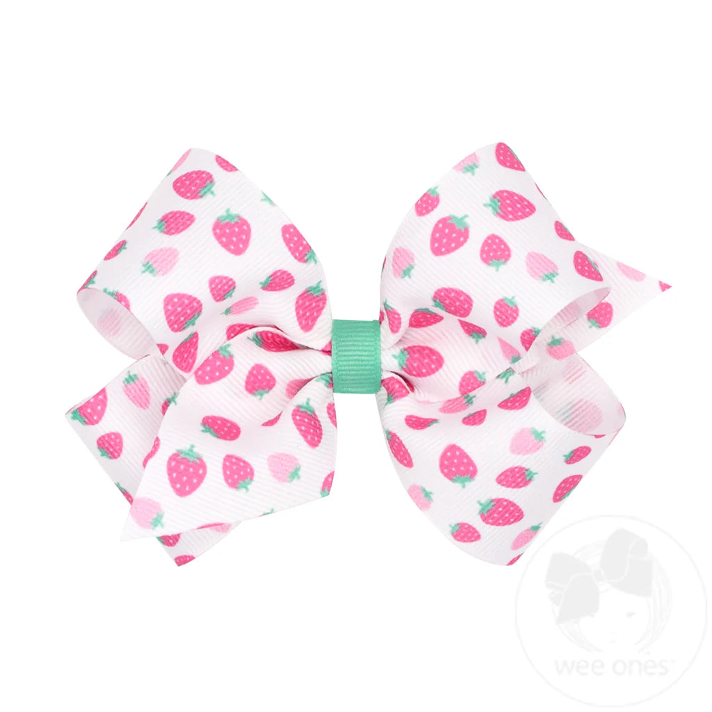 COUNTRY CLUB STRAWBERRY PRINT BOW - ASSORTED SIZING