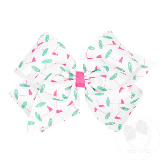 KING GOLF GREEN PRINT COUNTRY CLUB INSPIRED GG HAIR BOW