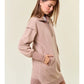 FRENCH HALF ZIP SWEATSHIRT DRESS - LATTE