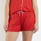 CARISSA STRIPE  SLEEP SHORT - RED/PINK
