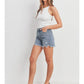 HIGH RISE HEM DETAIL SHORT - MEDIUM WASH