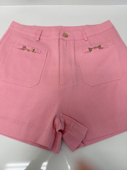 HIGH-WAISTED SHORTS WITH HORSEBIT DETAIL - PINK