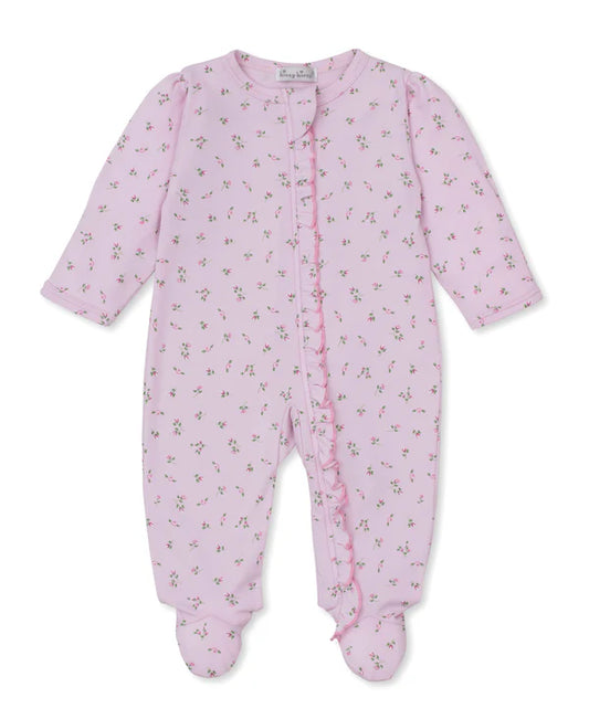GARDEN ROSES FOOTIE W/ZIP RUFFLE - PINK