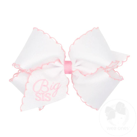 KING GROSGRAIN BIG SIS BOW W/ PINK MOONSTICTCH EDGE