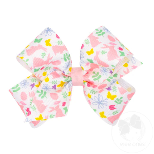 EASTER PRINT GROSGRIAN HAIR BOW - ASSORTED SIZES