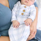 BABY KNOT GOWN & KNOT HAT SET - DUSTY BLUE GINGHAM