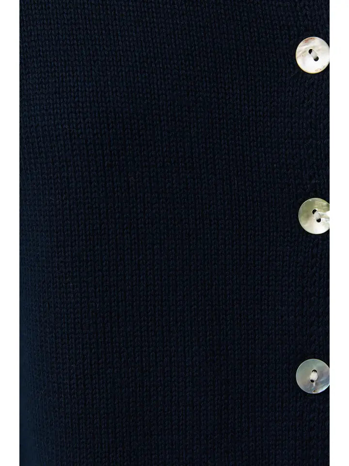 ROUND ROLLED HEMLINE DETAIL THIN SWEATER CARDIGAN - NAVY