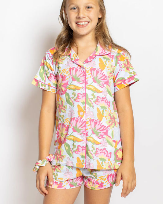 GIRL'S SUMMER BOUQUET SLEEP SHORT SET