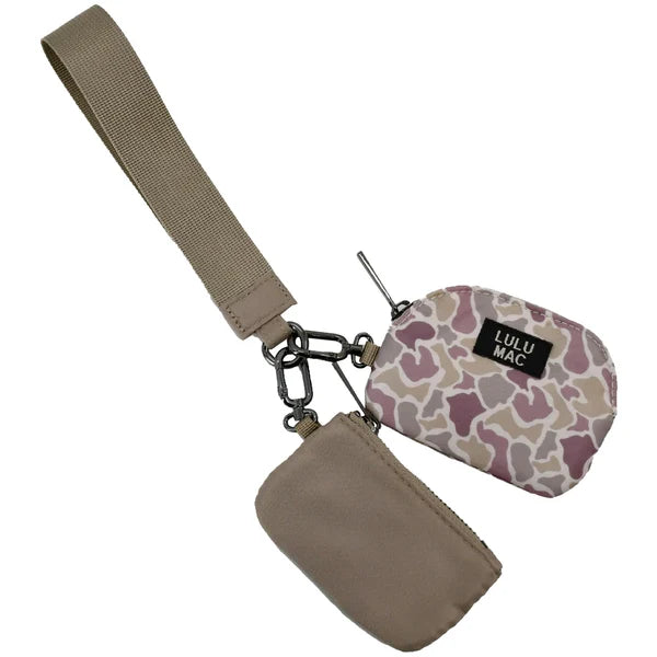 LULU MAC DOUBLE POUCH WRISTLET - CAMO/BROWN