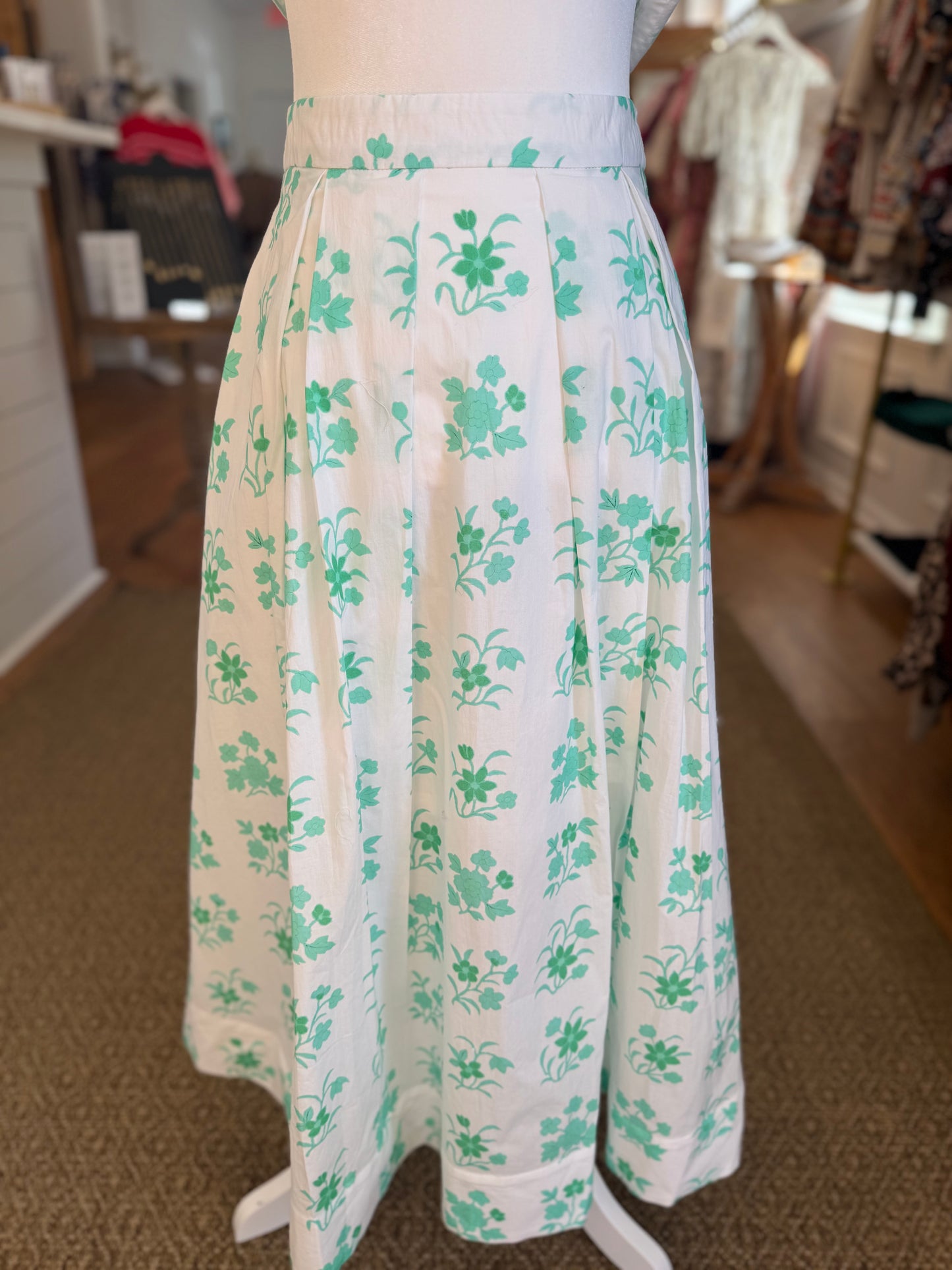 MAXI FLORAL SKIRT - MINT
