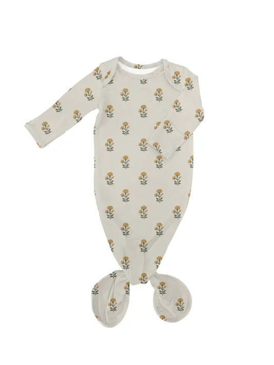 MARIGOLD BLOCK PRINT GOWN  - 0/3MTH