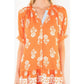 SHORT SLEEVE BUTTON UP FLORAL PATTERN DRESS - ORANGE