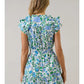 IVONA  RUFFLE MINI DRESS GIANNE FLORAL - BLUE