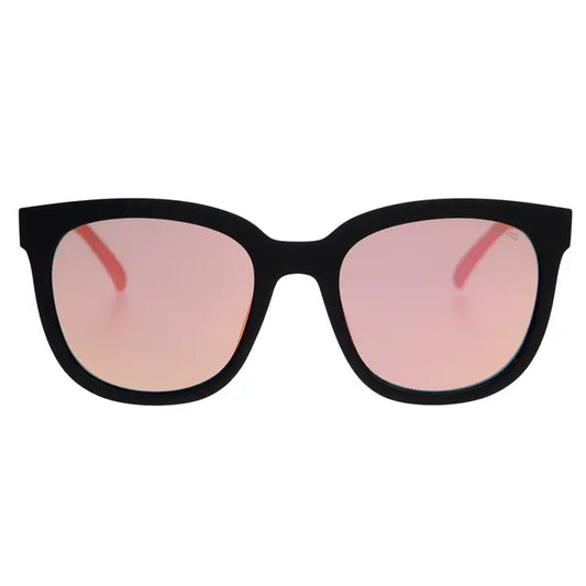 TAYLOR OVERSIZED SUNGLASSES - MATTE BLACK/PINK MIRROR