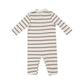 RIBBED POLO ROMPER - BROWN STRIPE
