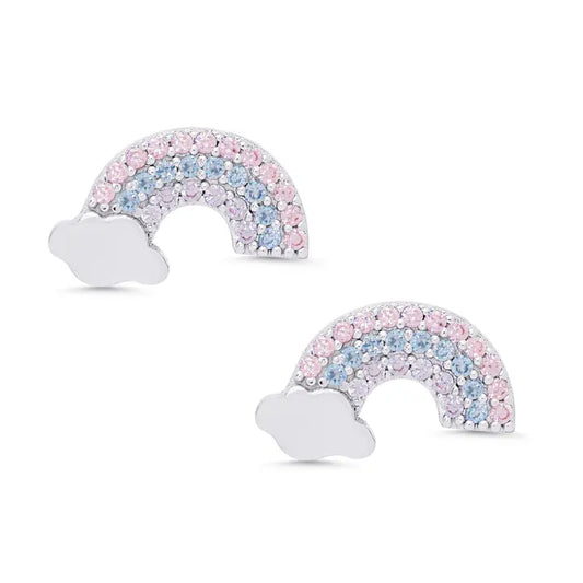 CZ RAINBOW STUD EARRINGS