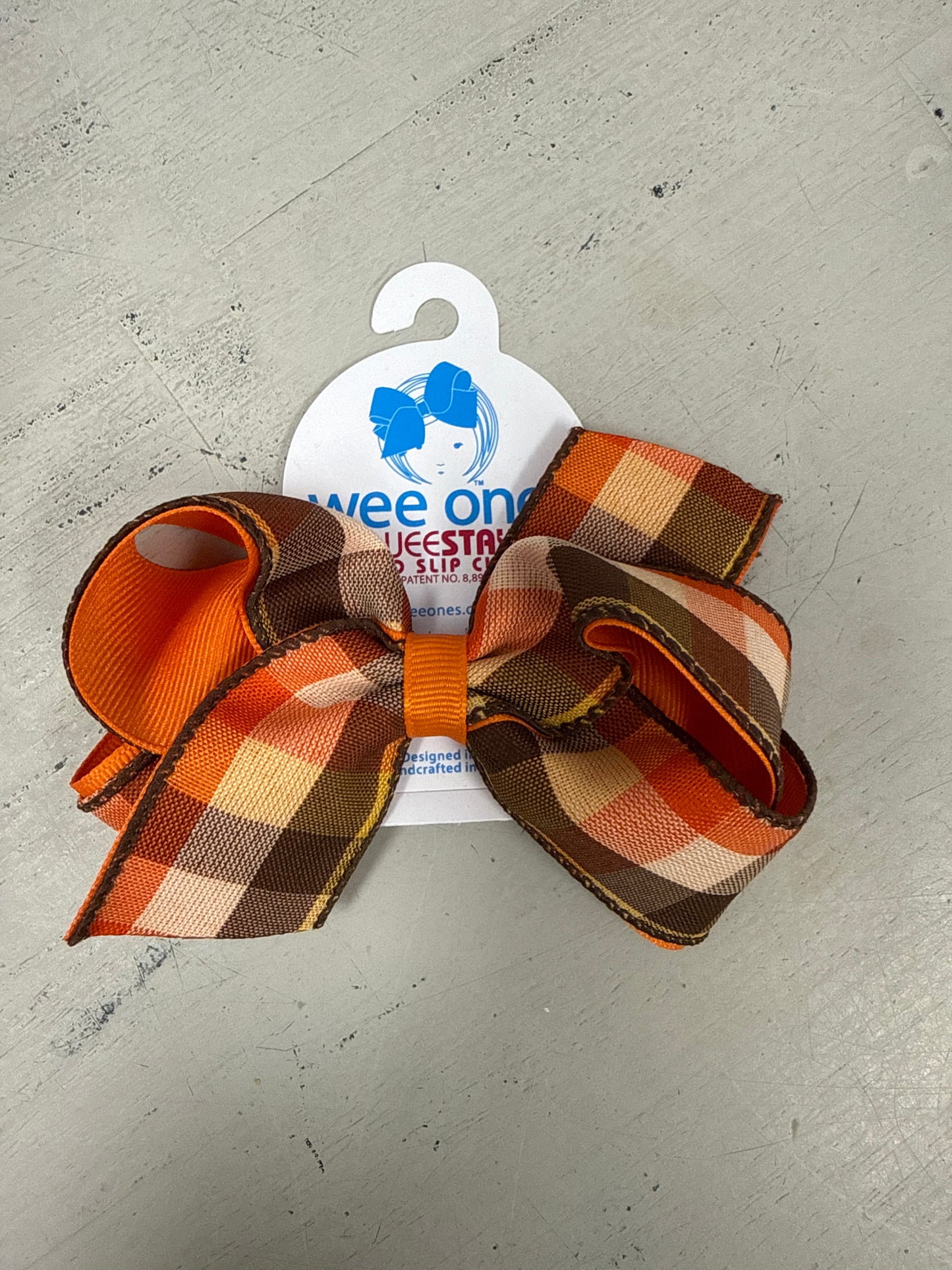 HARVEST ORANGE/BROWN PLAID BOW - ASSORTED SIZES