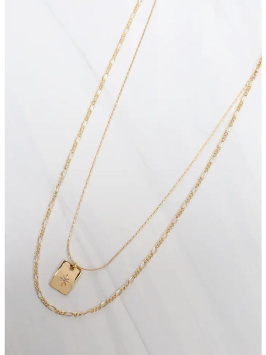 WINGATE LAYERED NECKLACE W/ GOLD CHARM