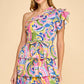 ONE SHOULDER MINI DRESS - MULTI